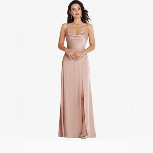 Satin Cowl Neck Maxi Dress in Rose Blush